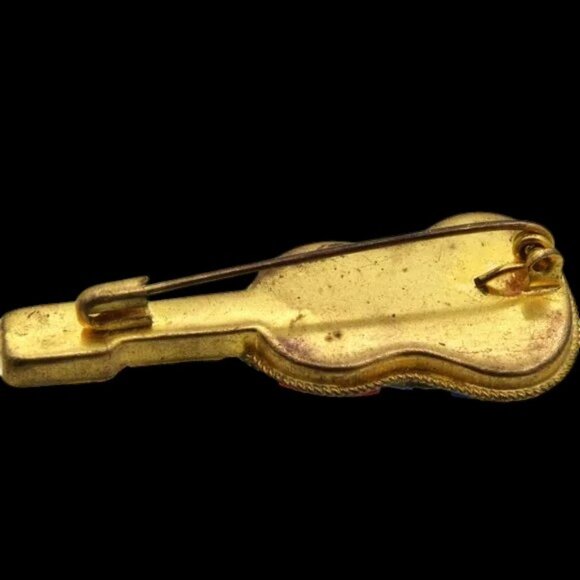 MCM Vintage Micro Mosaic Venezia Italian Guitar Pin - Picture 3 of 4